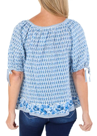 Thumbnail 2: MAX STUDIO Women's Short Sleeve Floral Top 