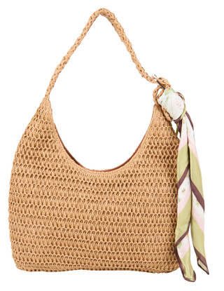 Thumbnail 3: Nanette Lepore Crocheted Straw Shoulder Bag with Scarf & Charm 