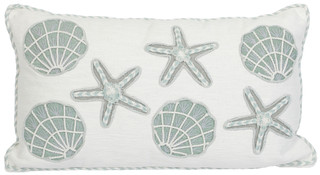 Thumbnail 1: Beach Bungalow 14x24 Seashell & Starfish Hypoallergenic Decorative Pillow 