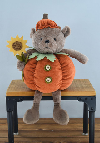 Thumbnail 3: Autumn Grove 20 in Plush Teddy Bear Pumpkin Harvest Decor 