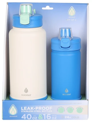 Thumbnail 1: Manna 2 pc Leakproof Stainless Steel Bottle Set 