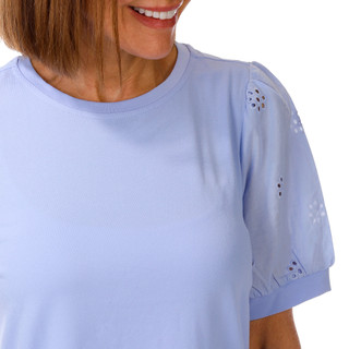 Thumbnail 3: Cece Women's Short Sleeve Mixed Media Top 