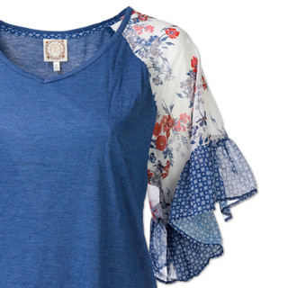 Thumbnail 2: Tru Self Women's Plus Ruffle Sleeve V-Neck Top 