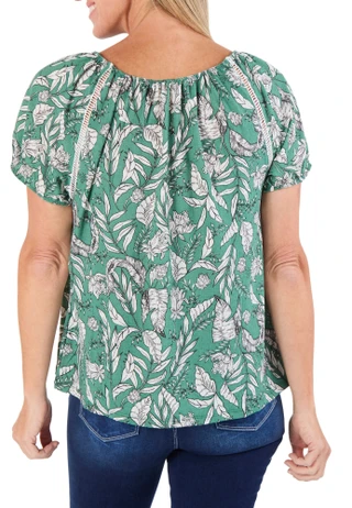 Thumbnail 2: Joie De Vivre Women's Ladder Trim Peasant Top 