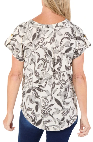 Thumbnail 2: Fifty Street Women's Short Sleeve Floral Print Top 