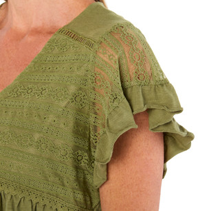 Thumbnail 3: Tru Self Women's Short Sleeve Lace Button Front Top 