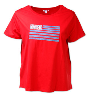 Thumbnail 1: Club 76 Women's Plus Americana Patchwork Flag Tee 
