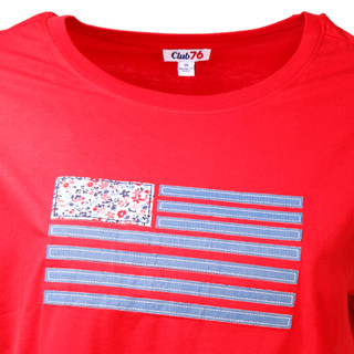 Thumbnail 3: Club 76 Women's Plus Americana Patchwork Flag Tee 