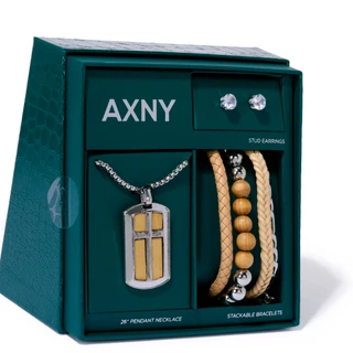 Thumbnail 2: AMERICAN EXCHANGE Men's 6 Pc Bracelet, Necklace and Earrings Set 