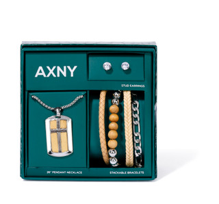 Thumbnail 1: AMERICAN EXCHANGE Men's 6 Pc Bracelet, Necklace and Earrings Set 