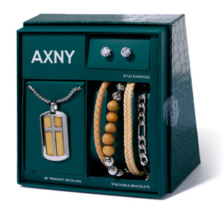Thumbnail 3: AMERICAN EXCHANGE Men's 6 Pc Bracelet, Necklace and Earrings Set 