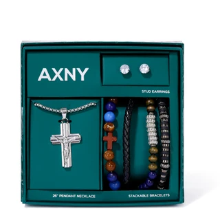 Thumbnail 1: AMERICAN EXCHANGE Men's 6 Pc Bracelet, Necklace and Earrings Set 