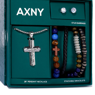 Thumbnail 3: AMERICAN EXCHANGE Men's 6 Pc Bracelet, Necklace and Earrings Set 