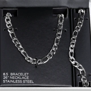 Thumbnail 2: AMERICAN EXCHANGE Men's 2 Pc Stainless Steel Necklace & Bracelet Set 