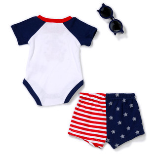 Thumbnail 2: Baby Essentials Baby Boys 3 Pc Americana Shorts & Sunglasses Set 