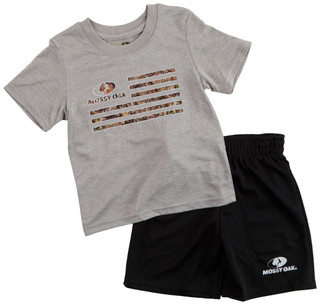 Thumbnail 1: Mossy Oak Toddler Boy's Flag Camo Tee Short Set 