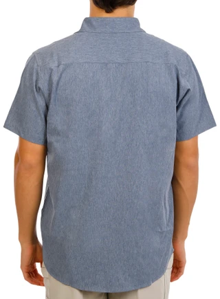 Thumbnail 3: Hurley Men's Short Sleeve Chambray Button Down Shirt 