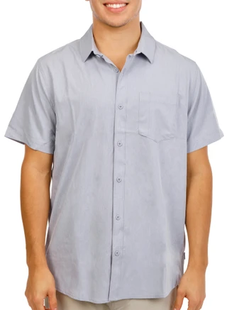 Thumbnail 1: Hurley Men's Short Sleeve Chambray Button Down Shirt 
