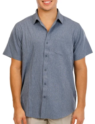 Thumbnail 1: Hurley Men's Short Sleeve Chambray Button Down Shirt 