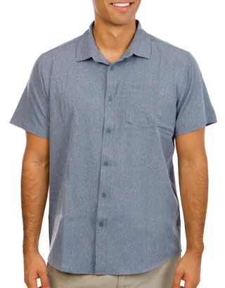 Thumbnail 1: Hurley Men's Short Sleeve Chambray Button Down Shirt 