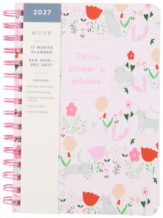 Thumbnail 1: Muse 17 Month Spiral Bound Garden Cat Planner 
