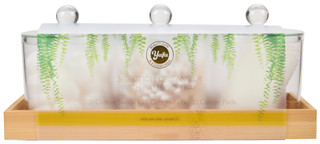 Thumbnail 2: YAFA 3 Jar Bathroom Organizer with Bamboo Tray 