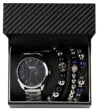 Thumbnail 1: AMERICAN EXCHANGE Men's 5 Pc Watch & Bracelet Set 