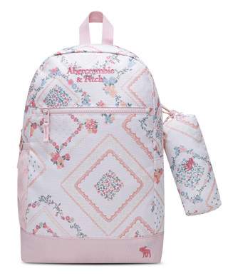 Thumbnail 1: Abercrombie & Fitch White Ditsy Print Backpack with Matching Pencil Case 