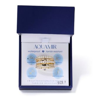 Thumbnail 1: AQUAMIR 5 Pc Stackable Cubic Zirconia Waterproof Rings 