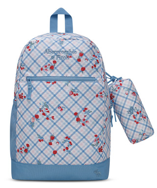 Thumbnail 1: Abercrombie & Fitch Blue Floral Print Backpack with Matching Pencil Case 