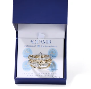 Thumbnail 2: AQUAMIR Interlock Cubic Zirconia Waterproof Ring Stack 