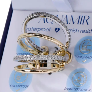 Thumbnail 7: AQUAMIR Interlock Cubic Zirconia Waterproof Ring Stack 