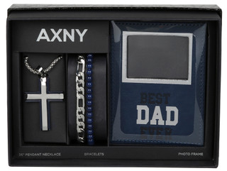 Thumbnail 1: AMERICAN EXCHANGE Men's Necklace, Bracelet & Photo Frame Dad Gift Set 