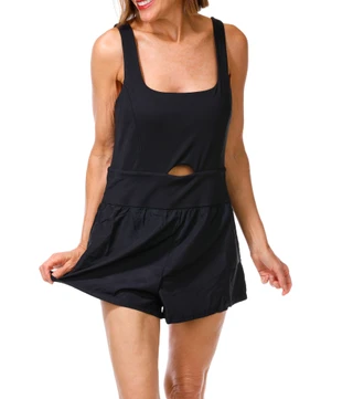 Thumbnail 1: HARMONY & BALANCE Women's Active Square Neck Runsie Romper 