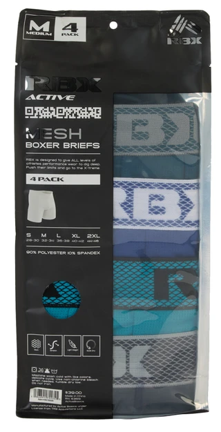 Thumbnail 2: RBX Men's 4 Pk Mesh Boxer Briefs 