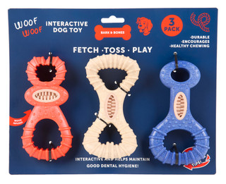 Thumbnail 1: Bark & Bones 3 Pk Interactive Dog Toys 