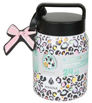 Thumbnail 1: Manna 24 oz Cheetah Print Stainless Steel Food Jar 