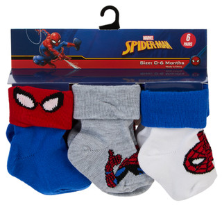 Thumbnail 2: Marvel Baby Boys 6 Pk Spiderman Socks 