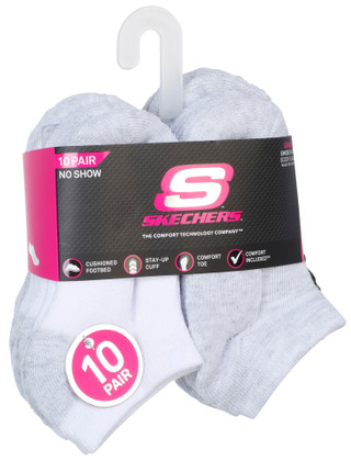 Thumbnail 1: Skechers Girls 10 Pk Cushioned No Show Socks 