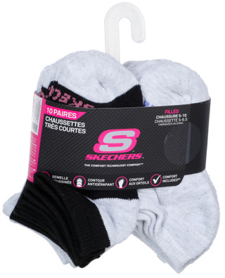 Thumbnail 2: Skechers Girls 10 Pk Cushioned No Show Socks 