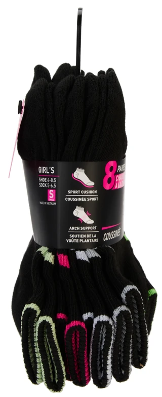Thumbnail 2: Puma Girls 8 Pk Quarter Crew Cushioned Socks 