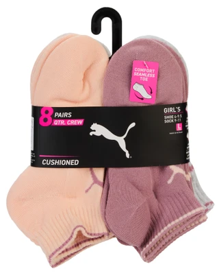 Thumbnail 1: Puma Girls 8 Pk Quarter Crew Cushioned Socks 