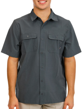 Thumbnail 1: Smith's Workwear Men's Short Sleeve Grid Stretch Button Down Shirt 