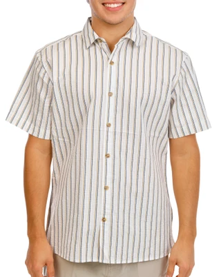 Thumbnail 1: Ike Behar Men's Short Sleeve Striped Button Down Shirt 