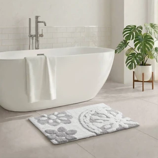 Thumbnail 1: Madison Park Casablanca Medallion Cotton Tufted Bath Rug 