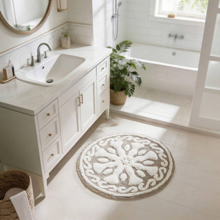 Thumbnail 1: Madison Park Casablanca Medallion Cotton Tufted Bath Rug 