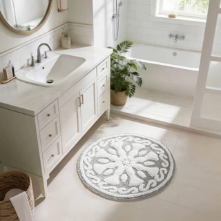 Thumbnail 2: Madison Park Casablanca Medallion Cotton Tufted Bath Rug 