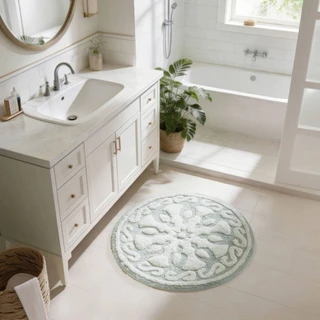 Thumbnail 2: Madison Park Casablanca Medallion Cotton Tufted Bath Rug 