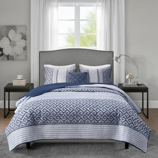Thumbnail 3: Madison Park Madison Park 4 Pc. Bennett Jacquard Quilt Set  