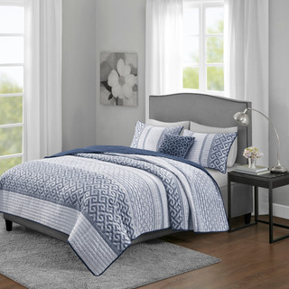 Thumbnail 1: Madison Park Madison Park 4 Pc. Bennett Jacquard Quilt Set  
